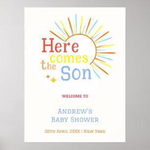 Póster Retro Aquí Viene El Hijo Bienvenida a la Fiesta de