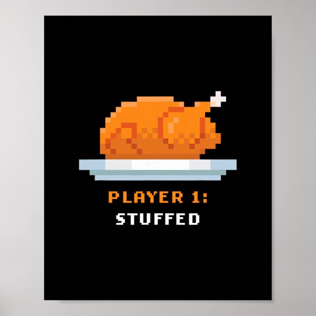 Póster Retro Arcade Pixelated Game Turkey – Player 1 Stuf (Frente)