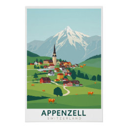 Póster Retro Art Nouveau Appenzell Swiss Travel