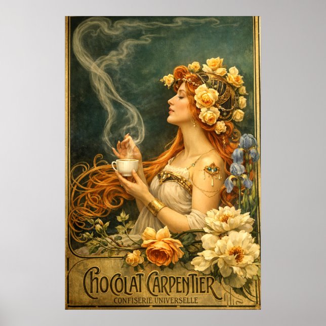 Póster Retro Art Nouveau Chocolate Ad  (Frente)