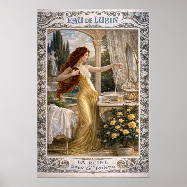 Póster Retro Art Nouveau French Perfume Advertisement (Frente)