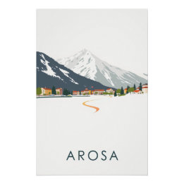 Póster Retro Art Noveau Arosa Swiss Travel