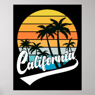 Póster Retro Atardecer de California