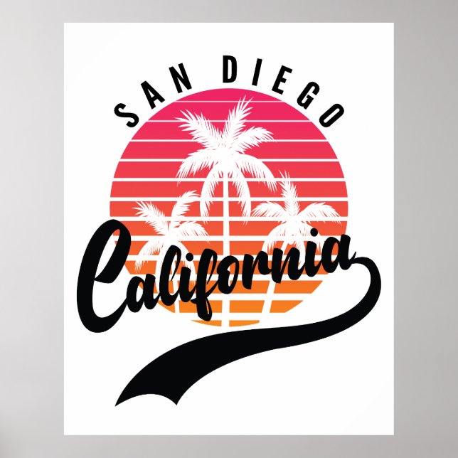 Póster Retro Atardecer de San Diego (Frente)
