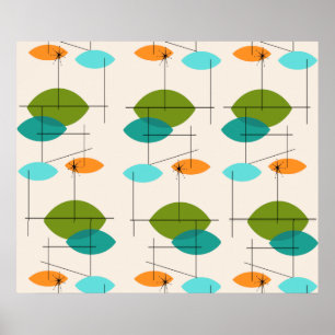 Póster Retro Atomic Mobile Pattern Poster