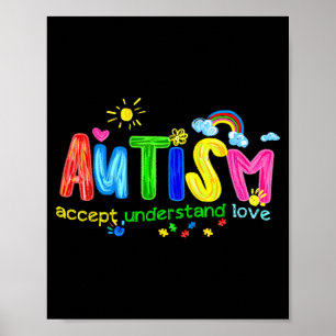 Póster Retro Autismo Aceptar Entender Amar Ser