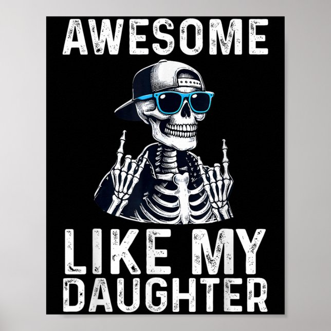 Póster Retro Awesome Like My Daughter Funny Dad Parents D (Frente)