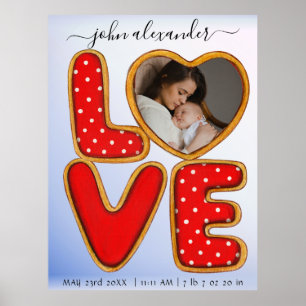 Póster Retro Baby Photo Birth Announcement Keepsake  Post