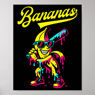 Póster Retro Bananero Lanza Popular Bana De Béisbol De Fr