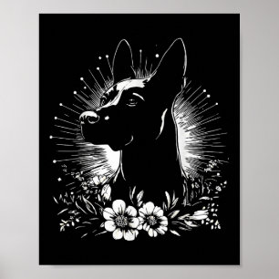 Póster Retro Belga Malinois Tattoo Style _1