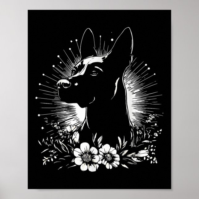 Póster Retro Belga Malinois Tattoo Style _1 (Frente)