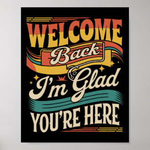 Póster Retro Bienvenido de nuevo Me alegra que estés aquí