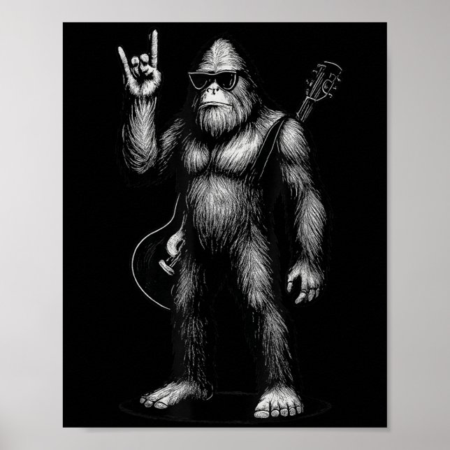 Póster Retro Big Foot Rock Regalos Musicales Hombres Muje (Frente)
