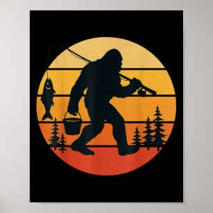 Póster Retro Bigfoot Sasquatch Pesca Graciosos Regalos Pa