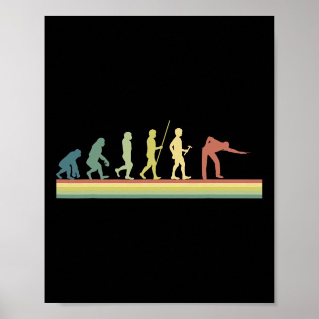 Póster Retro Billiards Human Evolution Lover Gift Pool Sn (Frente)