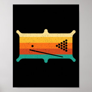 Póster Retro Billiards - Jugador de Piscina de Deportes d