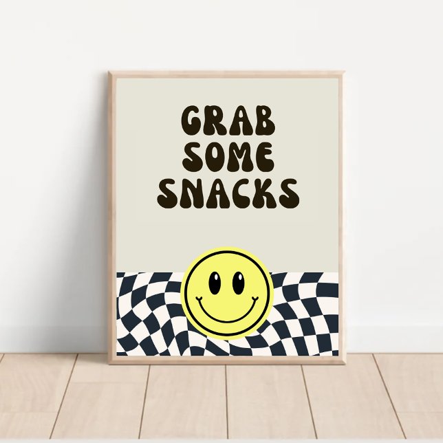 Póster Retro blanco y negro agarra algunos Snacks símbolo (Subido por el creador)