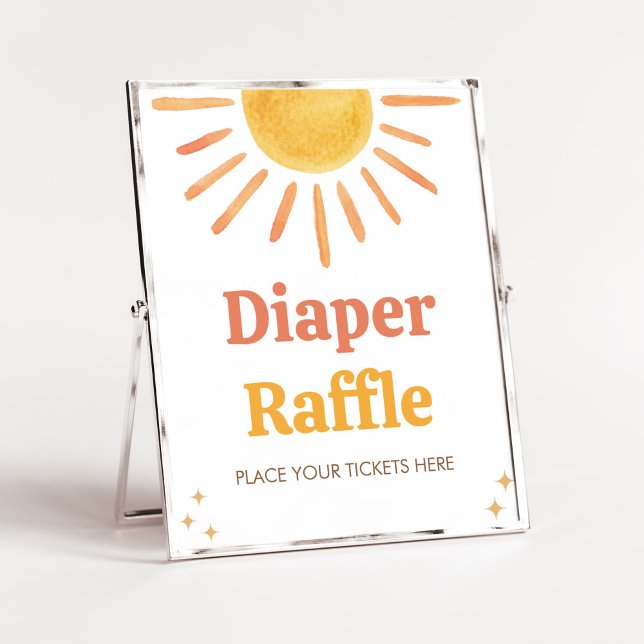 Póster Retro Boho Sunshine Baby Shower Diaper Raffle (Boy Boho Sunshine Baby Shower Diaper Raffle Sign)
