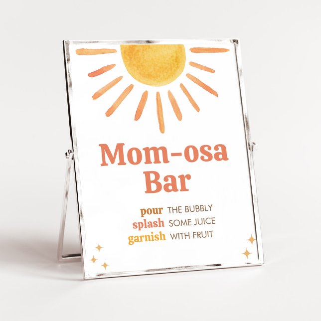 Póster Retro Boho Sunshine Baby Shower Mom Osa Bar (Boy Boho Sunshine Baby Shower Mom Osa Bar Sign)