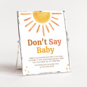 Póster Retro Boho Sunshine Baby Shower no dice bebé