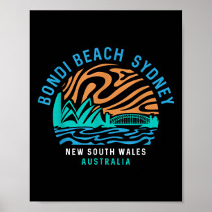Póster Retro Bondi Beach Sydney Australia Surfer