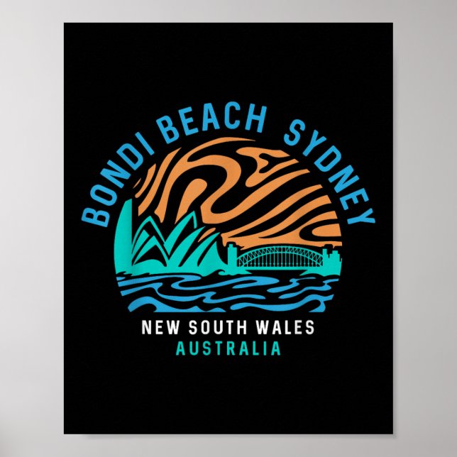 Póster Retro Bondi Beach Sydney Australia Surfer (Frente)