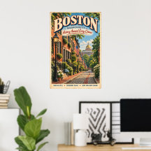 Retro Boston Massachusetts Viaje Beacon Hill