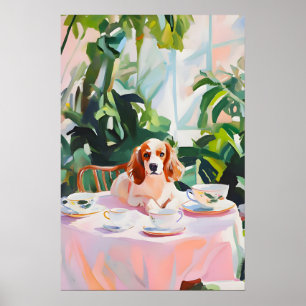 Póster Retro Brittany Spaniel, Brittany Óleo