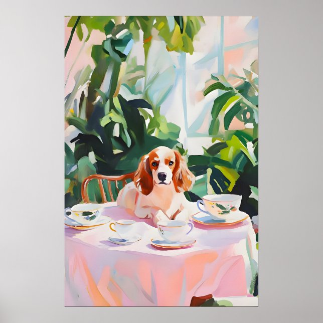 Póster Retro Brittany Spaniel, Brittany Óleo (Frente)
