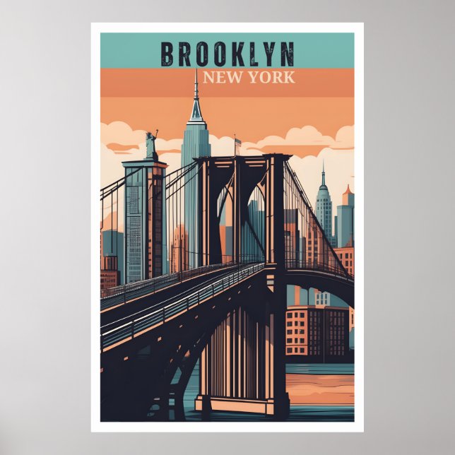 Póster Retro Brooklyn: Explorando el nostálgico barrio de (Frente)