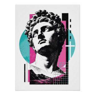 Póster Retro Brutalista Jesús Estatua Griega Colosenses 2