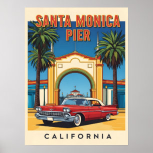 Póster Retro California dream Santa Monica Pier