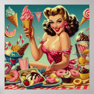 Póster Retro Candy Pin Up