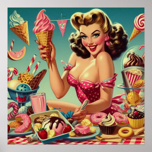 Póster Retro Candy Pin Up (Frente)