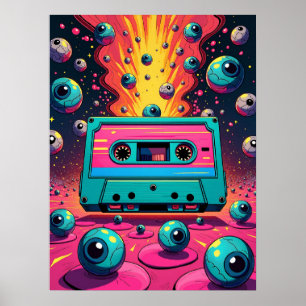 Póster Retro Cassette Surreal Pop Art Poster