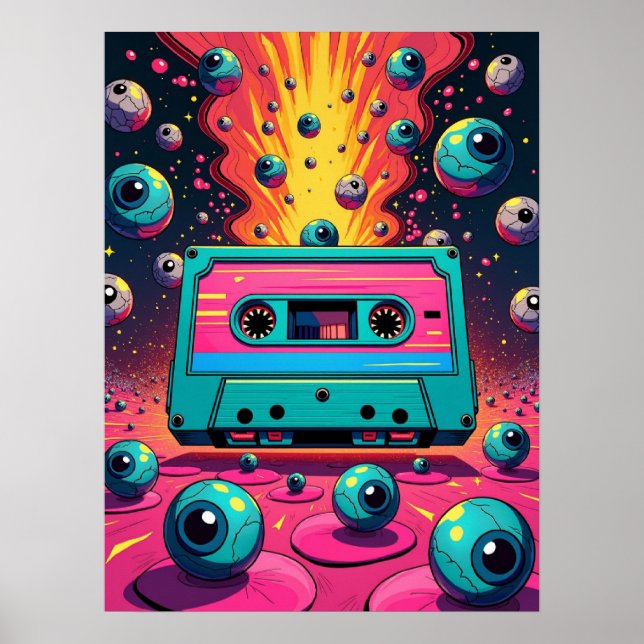 Póster Retro Cassette Surreal Pop Art Poster (Frente)