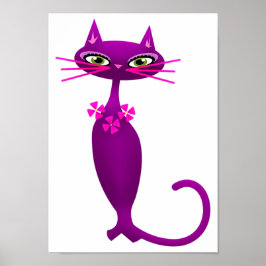Póster Retro cat mitad siglo lindo niñito