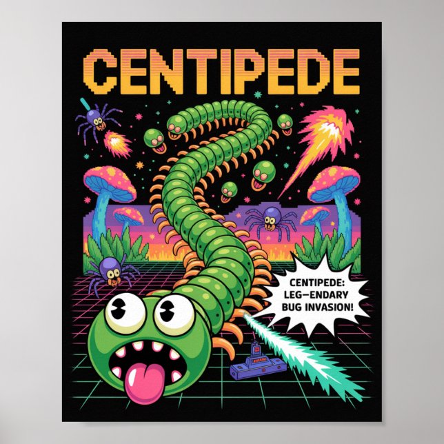 Póster Retro Centipede Arcade Pixel (Frente)