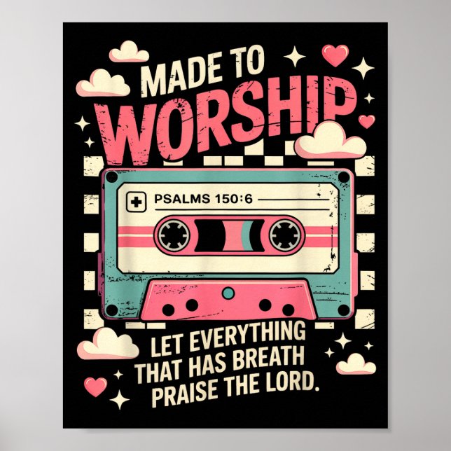 Póster Retro Cette Made To Worship Psalms 150_6 Christian (Frente)