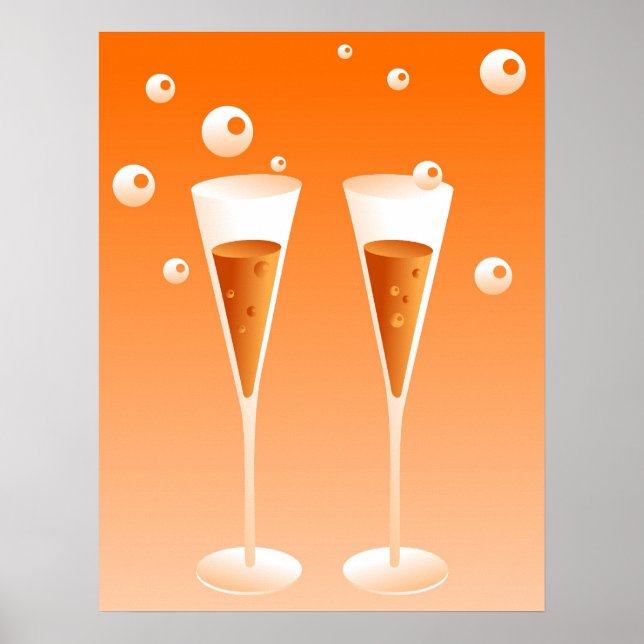 Póster Retro Champagne (Frente)