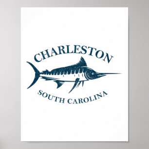 Póster Retro Charleston South Carolina Vintage Fishing Bo