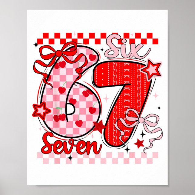 Póster Retro Checkered Valentine Six Seven Meme 67 Viral  (Frente)