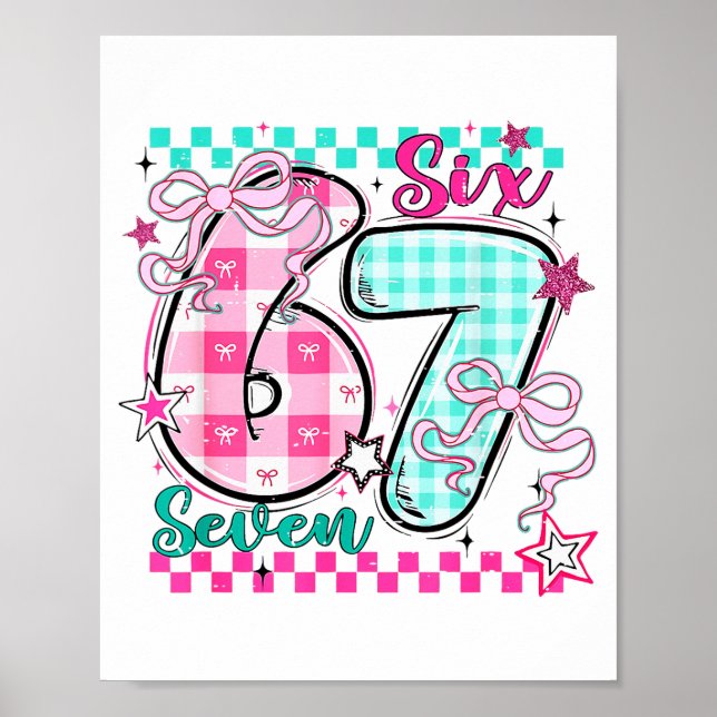 Póster Retro Checkered Valentine Six Seven Meme 67 Viral  (Frente)