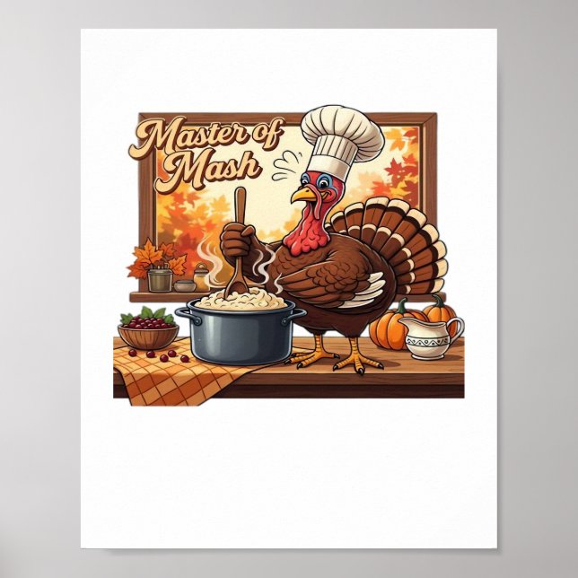 Póster Retro Chef Turkey Thankding Classic T-Shirt (Frente)