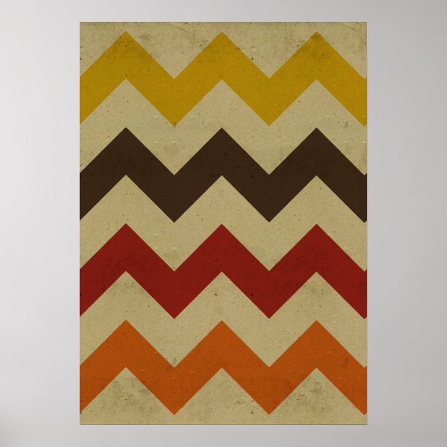 Póster Retro chevron zigzag stripes zig patrón zag (Frente)