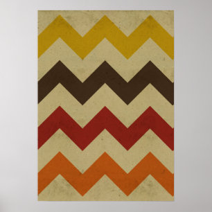 Póster Retro chevron zigzag stripes zig patrón zag