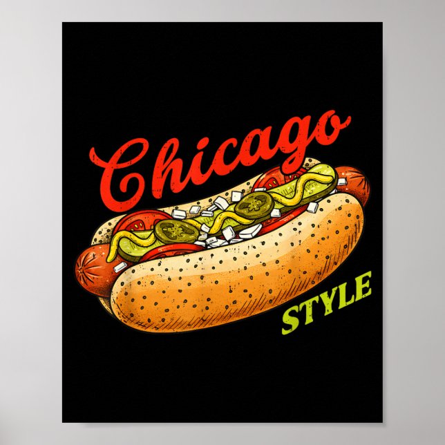Póster Retro Chicago Hot Dog Hotdog Tourist Summer Souven (Frente)
