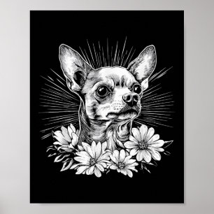 Póster Retro Chihuahua Perro Lover Tattoo Style _1