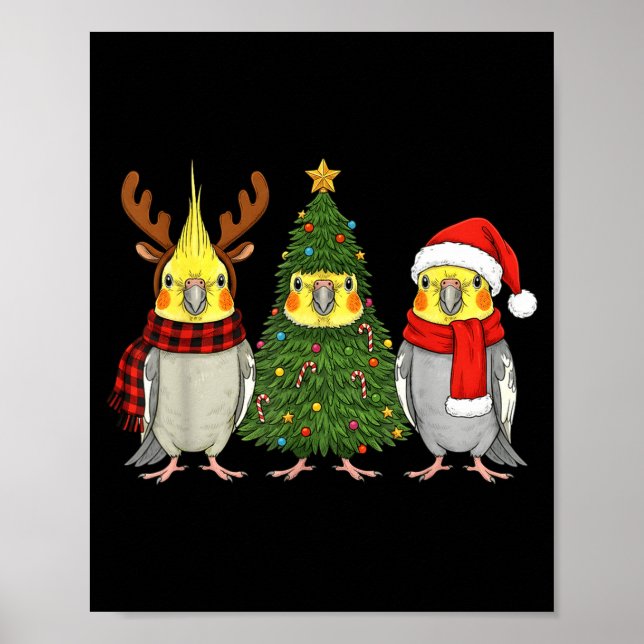 Póster Retro Christmas Atiel Parrot Santa Reindeer  (Frente)