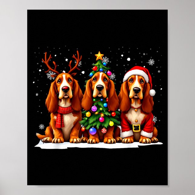 Póster Retro Christmas Bet Hound Santa Reindeer Dog Lover (Frente)